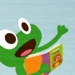 a frog reading emphatically